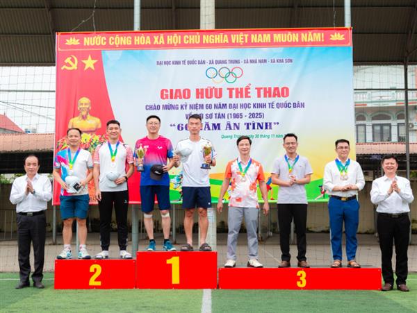 CHÚC MỪNG CÂU LẠC BỘ PICKLEBALL ĐẠI HỌC KINH TẾ QUỐC DÂN TỎA SÁNG VỚI NHIỀU THÀNH TÍCH XUẤT SẮC TẠI CHƯƠNG TRÌNH GIAO HỮU THỂ THAO KỶ NIỆM 60 NĂM VỀ NƠI SƠ TÁN (1965–2025)