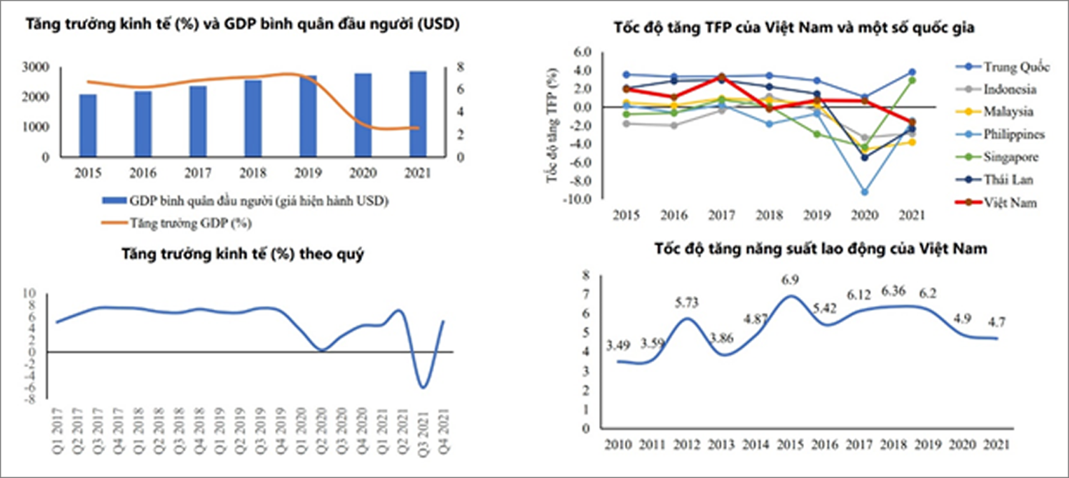  Tổng quan tình hình kinh tế Việt Nam. Nguồn: Báo cáo Đánh giá Kinh tế Việt Nam thường niên 2021 (Trường Đại học Kinh tế Quốc dân)