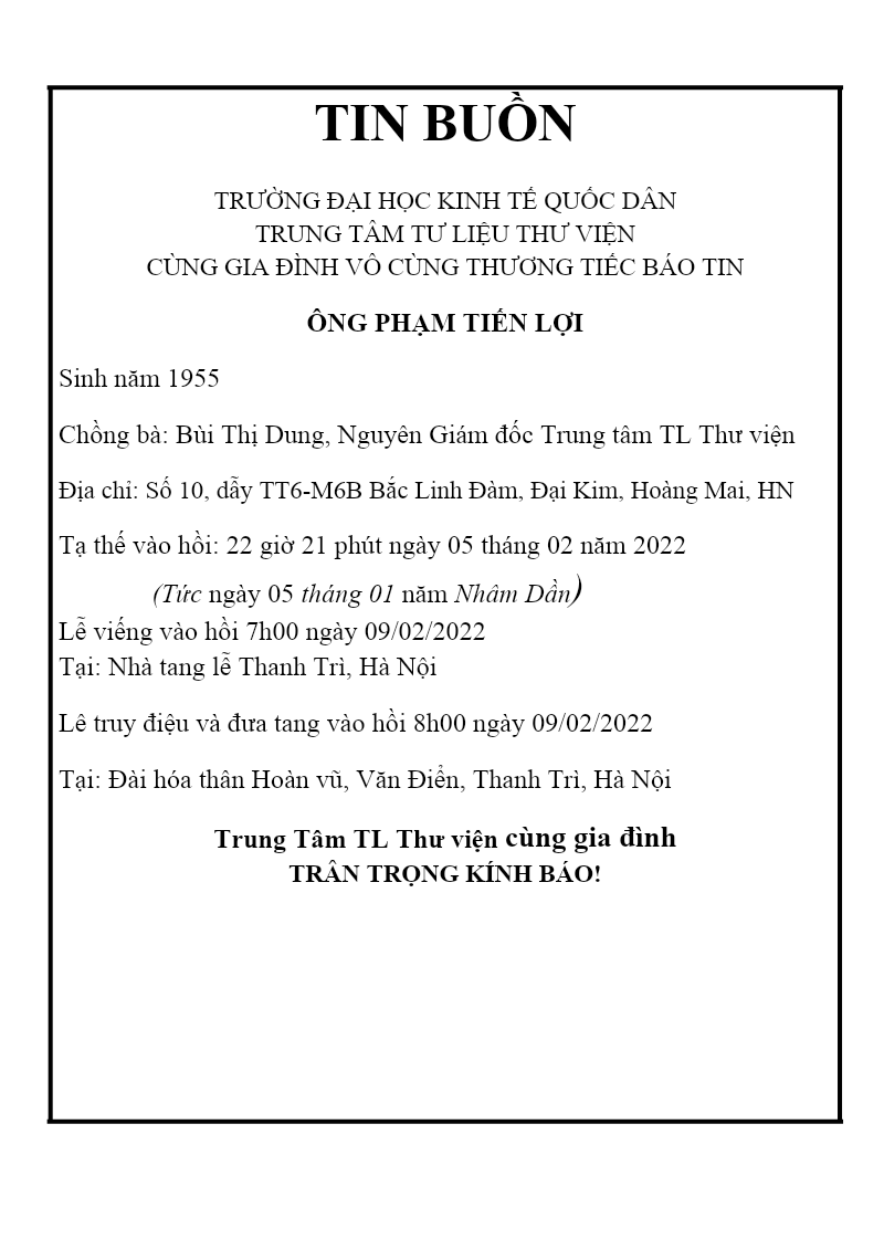 Thông báo tin buồn tại đây