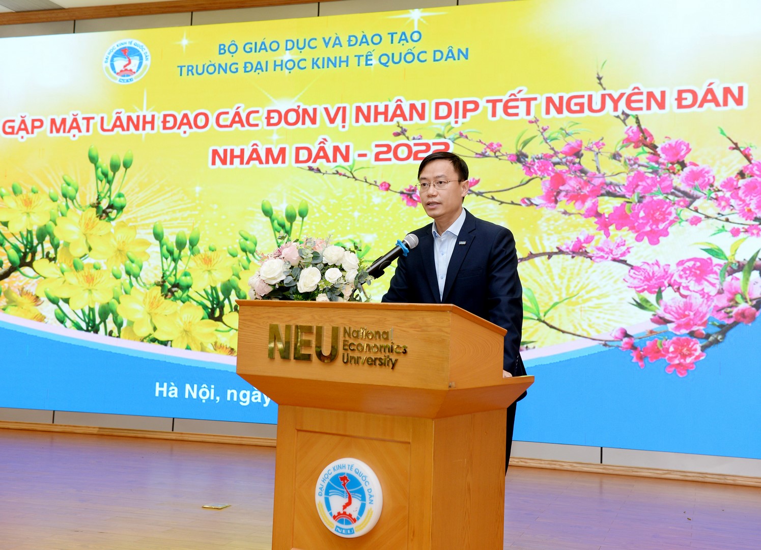 PGS.TS Bùi Đức Thọ - Bí thư Đảng ủy, Chủ tịch Hội đồng trường phát biểu tại chương trình