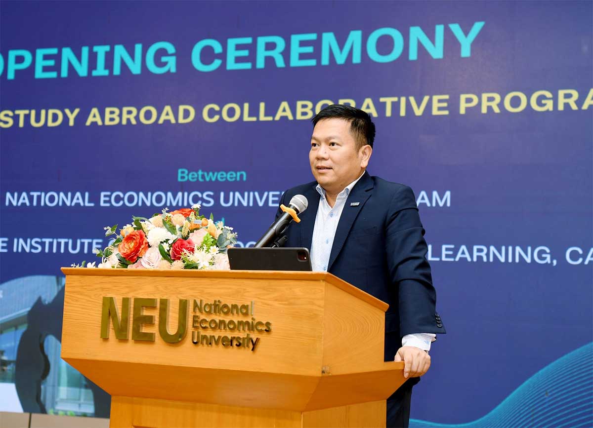 PGS.TS Nguyễn Thành Hiếu - Phó Hiệu trưởng Trường ĐH KTQD phát biểu