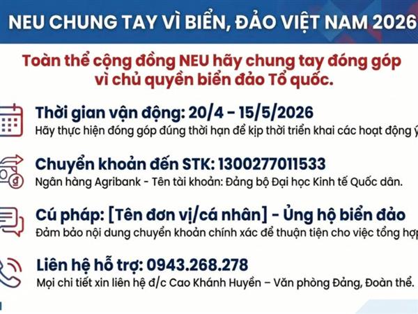 NEU CHUNG TAY VÌ BIỂN, ĐẢO VIỆT NAM 2026 